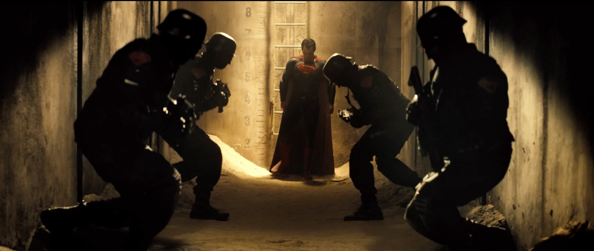 Superman and soldiers